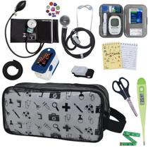 Kit Enfermagem Aparelho de Pressão Estetoscópio Aneroide Medidor Glicemia Completo Transparente Estampado Pa Med Kit Enfermagem Aparelho de Pressão Estetoscópio Aneroide Medidor Glicemia Completo Transparente Estampado Pa Med