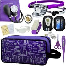 Kit Enfermagem Aparelho de Pressão Estetoscópio Aneroide Medidor Glicemia Estampado Incoterm Kit Enfermagem Aparelho de Pressão Estetoscópio Aneroide Medidor Glicemia Estampado Incoterm