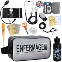 Kit Enfermagem Aparelho de Pressão Estetoscópio Aneroide Medidor Glicemia Transparente Enfermagem Pa Med