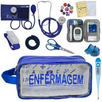 Kit Enfermagem Aparelho de Pressão Estetoscópio Aneroide Medidor Glicemia Transparente Enfermagem Premium