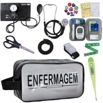 Kit Enfermagem Aparelho de Pressão Estetoscópio Aneroide Transparente Enfermagem Premium