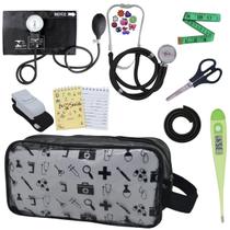 Kit Enfermagem Aparelho de Pressão Estetoscópio Aneroide Transparente Estampado Premium