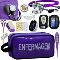Kit Enfermagem Aparelho de Pressão Estetoscópio Medidor Glicose Completo Incoterm