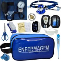 Kit Enfermagem Aparelho de Pressão Estetoscópio Medidor Glicose Completo Pa Med