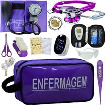 Kit Enfermagem Aparelho de Pressão Estetoscópio Medidor Glicose Completo Pa Med