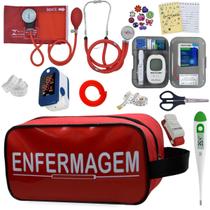 Kit Enfermagem Aparelho de Pressão Estetoscópio Medidor Glicose Completo Premium