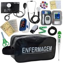Kit Enfermagem Aparelho de Pressão Estetoscópio Medidor Glicose Completo Premium