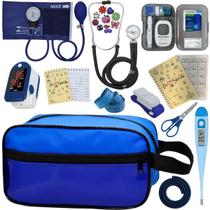 Kit Enfermagem Aparelho de Pressão Estetoscópio Medidor Glicose Completo Premium