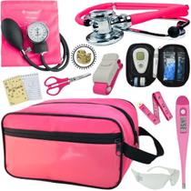 Kit Enfermagem Aparelho de Pressão Estetoscópio Medidor Glicose Incoterm