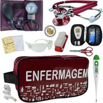 Kit Enfermagem Aparelho de Pressão Estetoscópio Medidor Glicose Pa Med