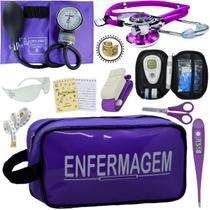 Kit Enfermagem Aparelho de Pressão Estetoscópio Medidor Glicose Pa Med