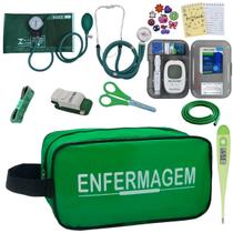 Kit Enfermagem Aparelho de Pressão Estetoscópio Medidor Glicose Premium