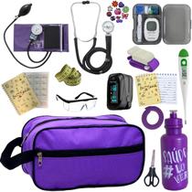 Kit Enfermagem Aparelho de Pressao Manual Completo Esteto Multi Necessaire Estagio PAMED