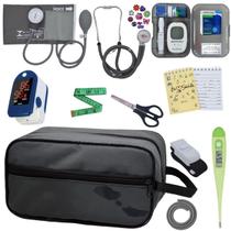 Kit Enfermagem Aparelho de Pressao Manual Estetoscopio Multi Completo Necessaire Estagio Premium