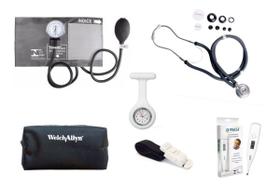 Kit Enfermagem Aparelho + Esteto Termometro Garrote Relogio