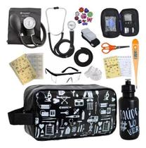 Kit Enfermagem Aparelho Pressao Esteto Medidor Glicose Transparente Enfermagem