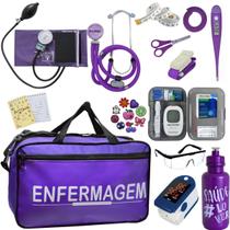 Kit Enfermagem Aparelho Pressao Manual Estetoscopio Multi Completo PA MED