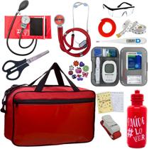 Kit Enfermagem Aparelho Pressao Medidor Glicose Esteto Multi PA MED