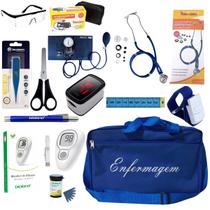 Kit enfermagem Azul Aparelhos de Pressão, Glicose e batimentos