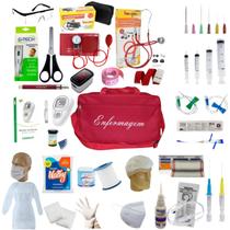 Kit Enfermagem Com 60 Itens Com Esteto E Esfigmo Completo VERMELHO