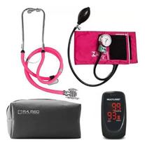 Kit Enfermagem Com Esfigmo Esteto Duplo PAMED + Oxímetro + Case Kit Enfermagem Com Esfigmo Esteto Duplo PAMED + Oxímetro + Case