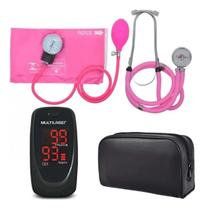 Kit Enfermagem Com Esfigmo Esteto Duplo Premium + Oxímetro + Case