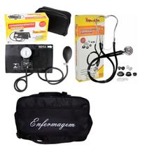 Kit Enfermagem com esteto esfigmo e bolsa Preto Kit Enfermagem com esteto esfigmo e bolsa Preto
