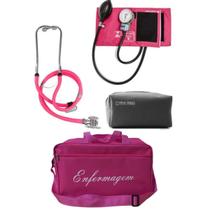 Kit Enfermagem Com Esteto Esfigmo E Bolsa Rosa Pink