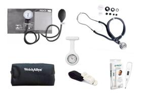Kit Enfermagem Completo - Relógio Termômetro Garrote Estojo - Premium