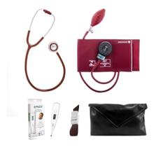 Kit Enfermagem Esfigmomanometro + Esteto Duplo BIC + Garrote + Termometro