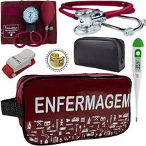 Kit Enfermagem Estágio Com Aparelho de Pressão Estetoscópio Rappaport Duplo Acadêmico Completo
