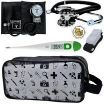 Kit Enfermagem Estampada Academico Com Aparelho de Pressao Estetoscopio Rappaport Duplo Estagio Completo