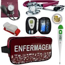 Kit Enfermagem Esteto Com Medidor Glicose Aparelho Pressão