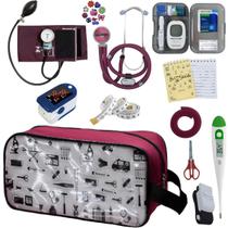 Kit Enfermagem Esteto Estetoscopio Multi Aparelho de Pressao Completo Necessaire Transparente Estampada Estagio PAMED Kit Enfermagem Esteto Estetoscopio Multi Aparelho de Pressao Completo Necessaire Transparente Estampada Estagio PAMED