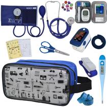 Kit Enfermagem Esteto Estetoscopio Multi Aparelho de Pressao Completo Necessaire Transparente Estampada Estagio Premium