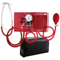 Kit Enfermagem Estetoscópio Bioland Vermelho + Aparelho Pressão PREMIUM Vermelho - PROAENF