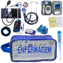 Kit Enfermagem Estetoscopio Multi Aparelho de Pressao Manual Completo Necessaire Transparente Estagio PAMED
