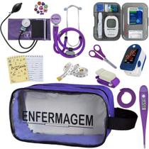 Kit Enfermagem Estetoscopio Multi Aparelho de Pressao Manual Completo Necessaire Transparente Estagio PAMED