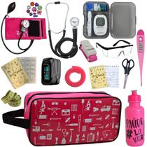 Kit Enfermagem Estetoscopio Multi Aparelho dePressao Manual Completo Necessaire Estagio PA MED