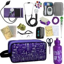 Kit Enfermagem Estetoscopio Multi Aparelho dePressao Manual Completo Necessaire Estagio PA MED