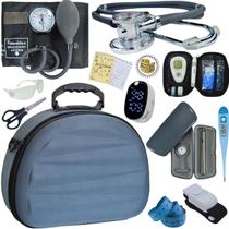 Kit Enfermagem Maleta Super Luxo Aparelho Pressao Estetoscopio Aneroide Estagio Academico