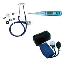 Kit Enfermagem Medidor De Pressão Arterial + Esteto Duplo + Termometro Digital Axilar - G-TECH