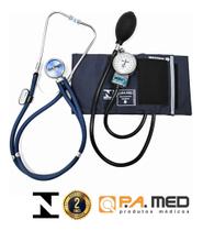 Kit Enfermagem Medidor De Pressão Esfigmomanometro + Estetoscópio - PAMED - Garantia De 2 Anos