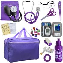 Kit Enfermagem Medidor Glicose Aparelho de Pressão Esteto Multi Incoterm