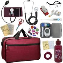 Kit Enfermagem Medidor Glicose Aparelho de Pressão Esteto Multi PA MED