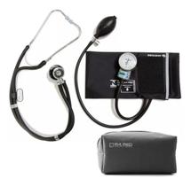 Kit Enfermagem P Amed Com Esfigmomanometro + Esteto Rappaport Duplo + Estojo