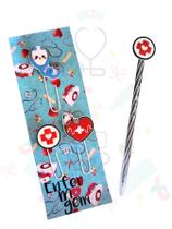 Kit enfermagem presente para enfermeira enfermeiro médico médica medicina clips e caneta