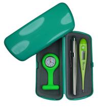 Kit Enfermagem Termometro Relogio Lapela Lanterna Estojo