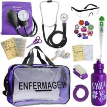 Kit Enfermagem Transparente Academico Aparelho Pressao Bolsa Estetocópio Multi Incoterm