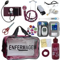 Kit Enfermagem Transparente Medidor Glicose Aparelho Pressao Estetoscópio Multi PA MED